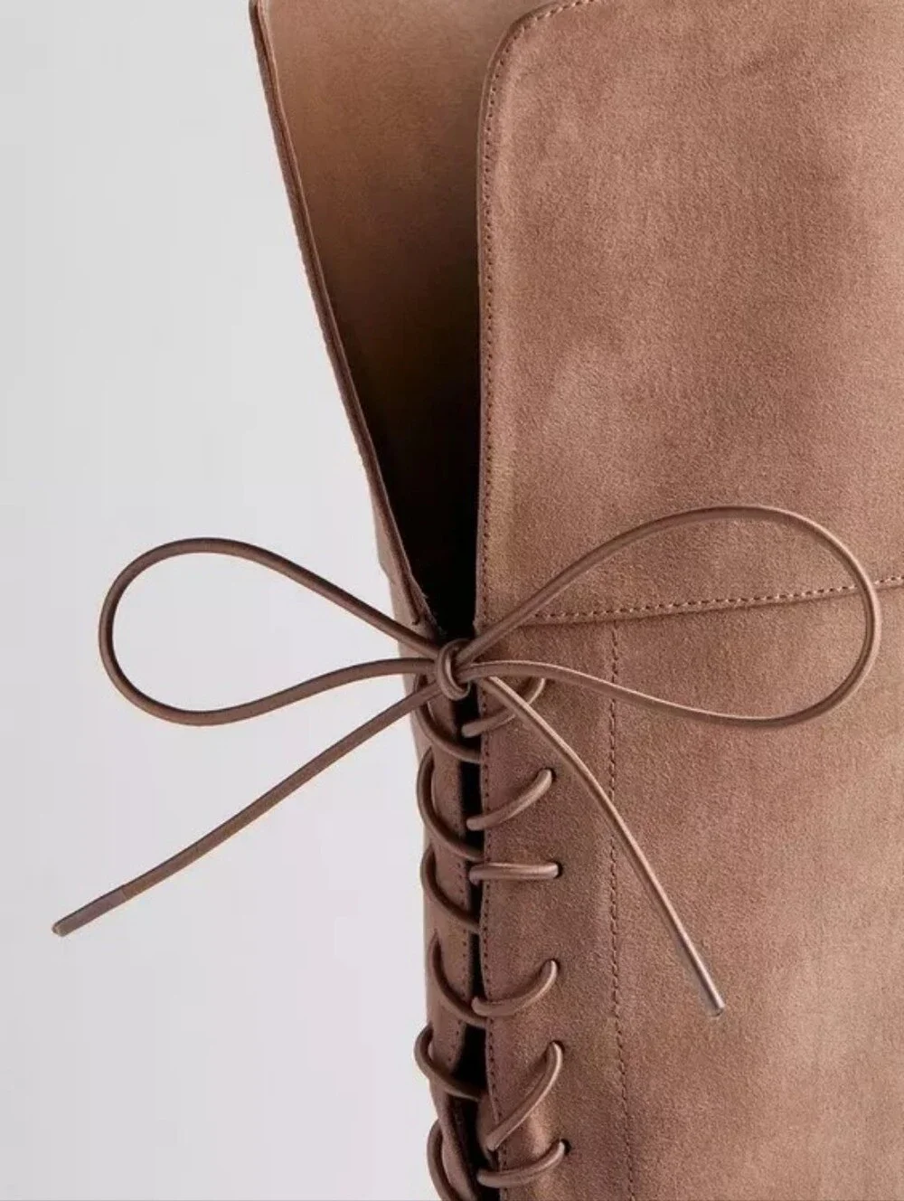 Women's EXTRA WIDE CALF Plus Size Over The Knee Lace-Up Platform Boots Tan Suede